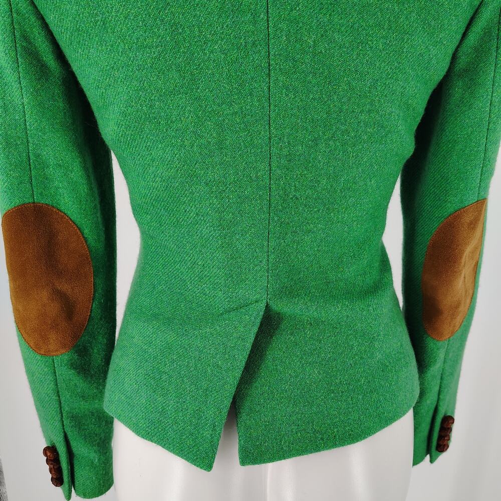 Rugby Ralph Lauren Green Wool Suede Arm Patches Equestrian Blazer Jacket Size 2 - Picture 14 of 16